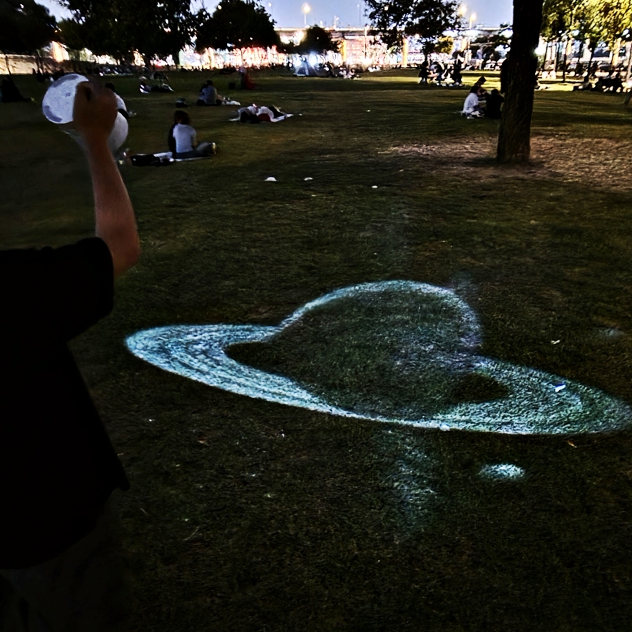 Mood light projection inside a tent