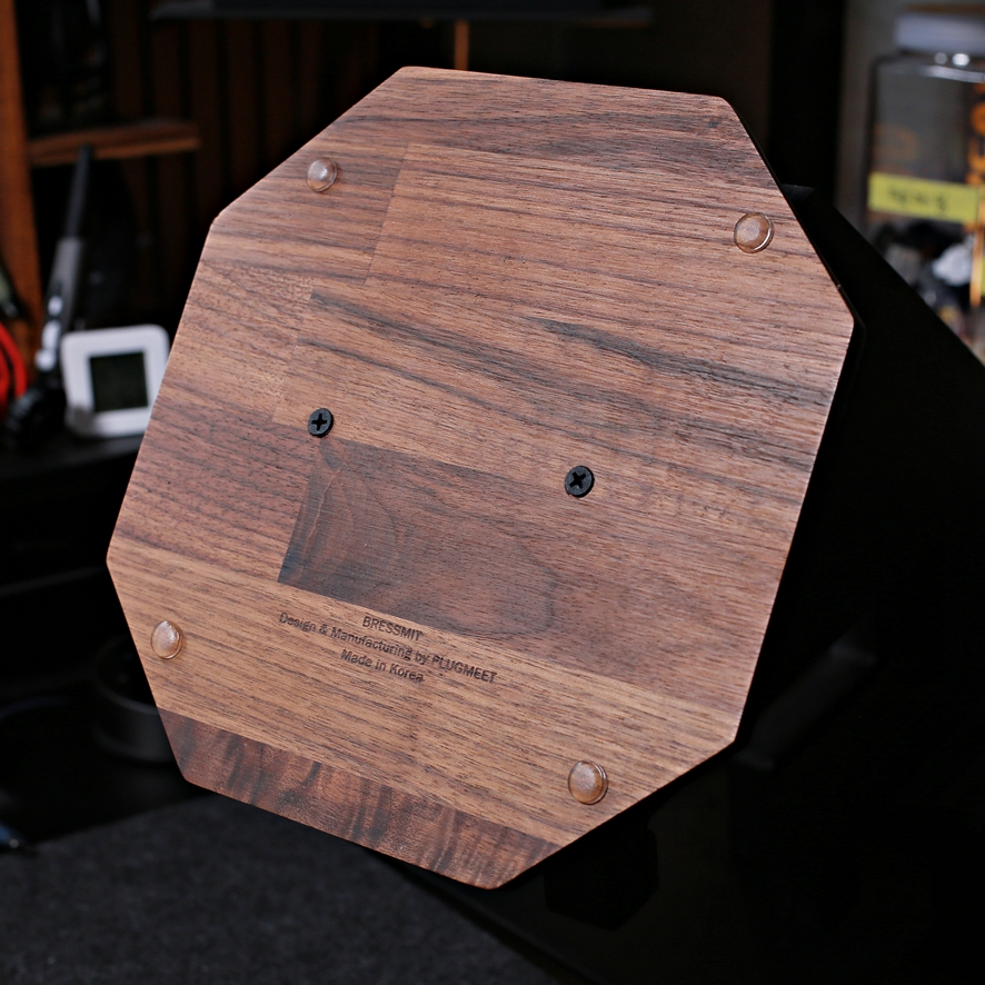 Octagonal walnut veneer base