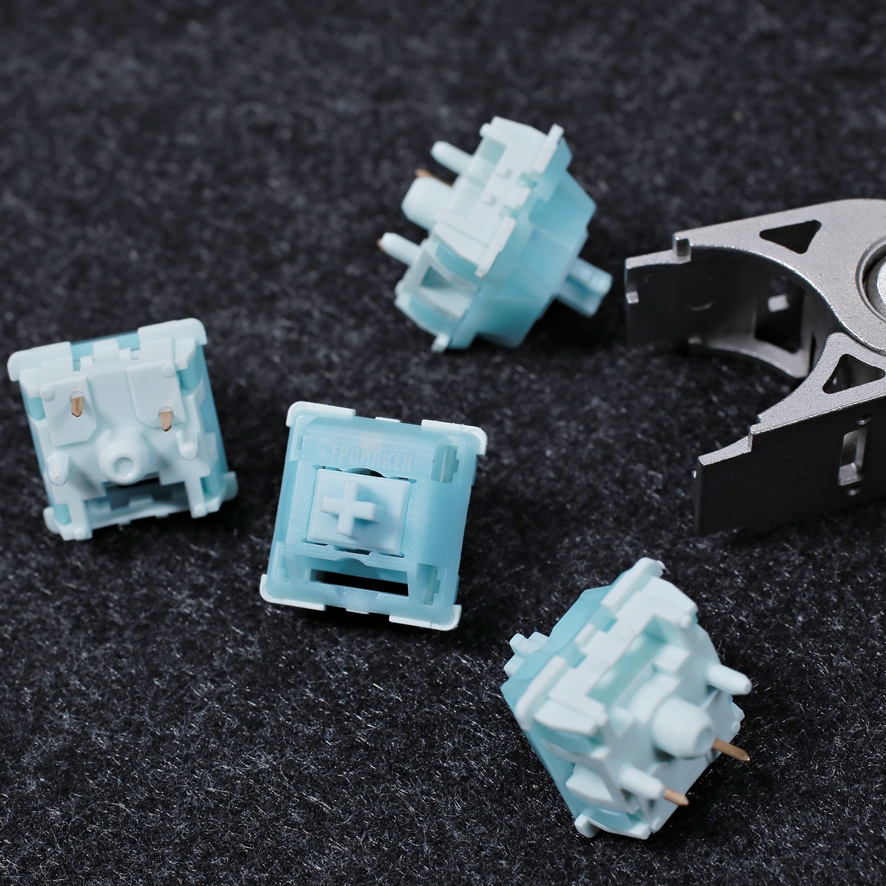 Epomaker Creamy Jade linear switches installed on board