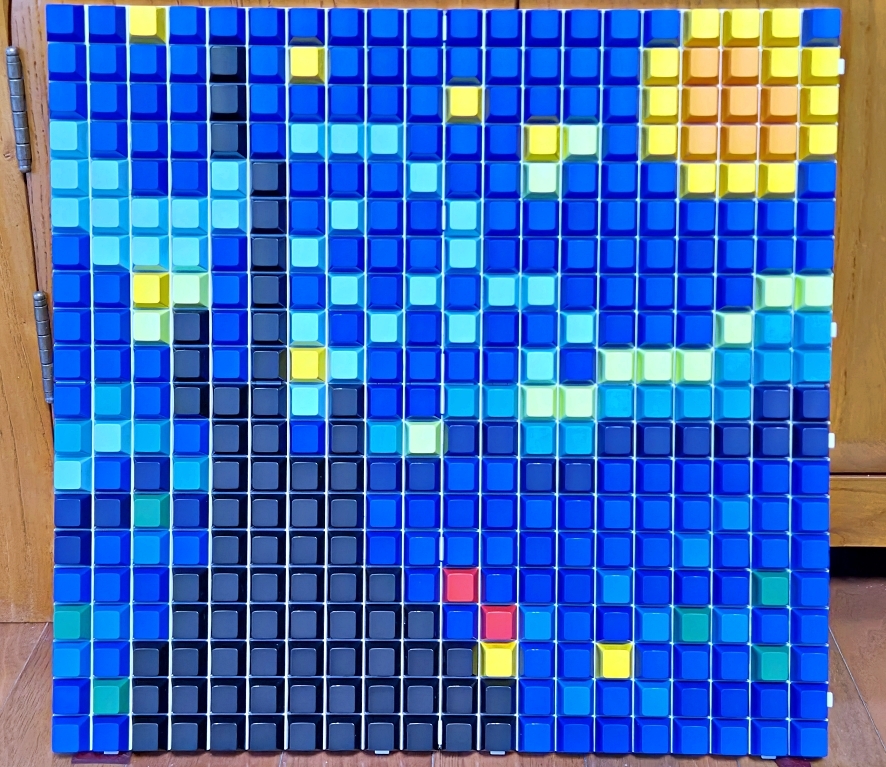 Completed Van Gogh keycap art frame