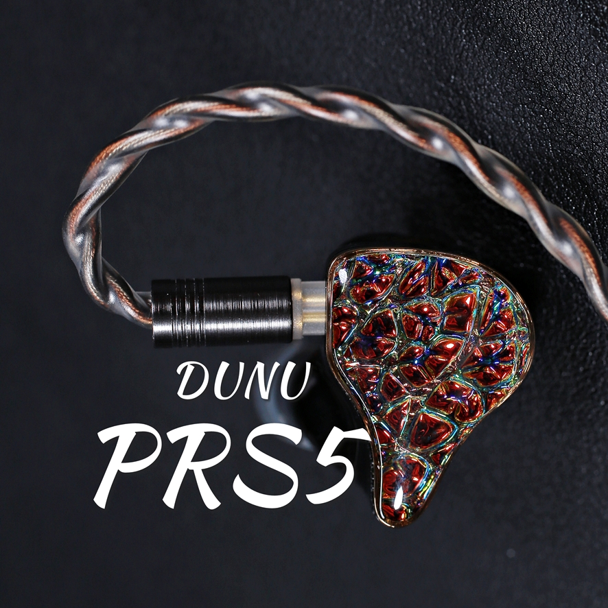 DUNU PRS5 hybrid earphones on display