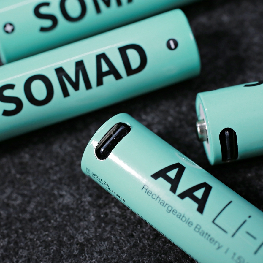 Mint colored rechargeable battery with USB port