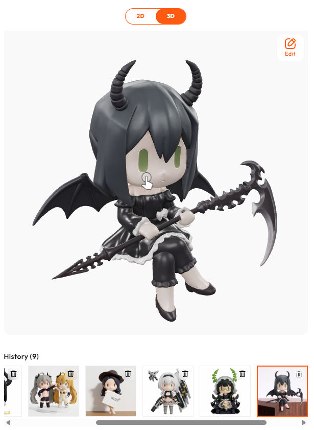 AI generating a 3D model preview from an image