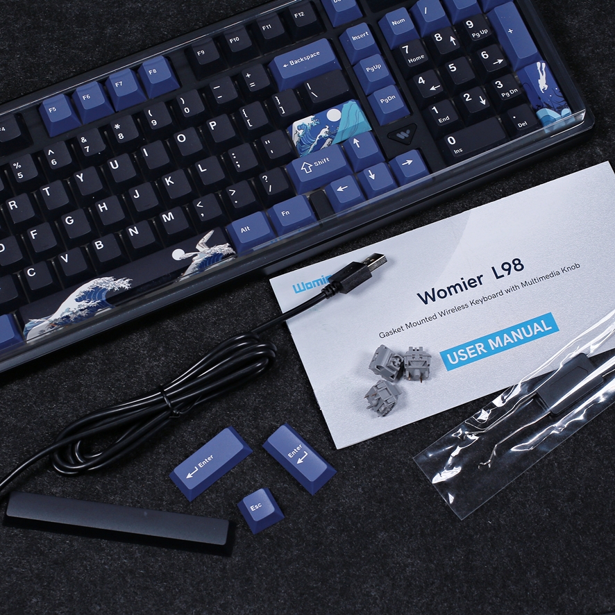 Womier L98 unboxed components and accessories